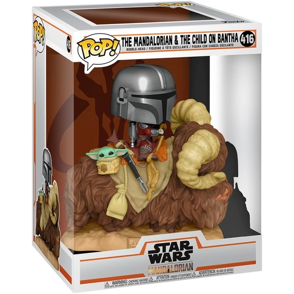 Funko POP! Deluxe Star Wars - Mando On Bantha With Child In Bag, Spielfigur – Bild 2