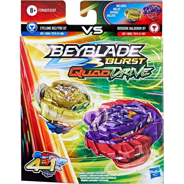 Hasbro Beyblade Burst QuadDrive Cyclone Belfyre F7 Und Berserk Balderov B7, Geschicklichkeitsspiel – Bild 6
