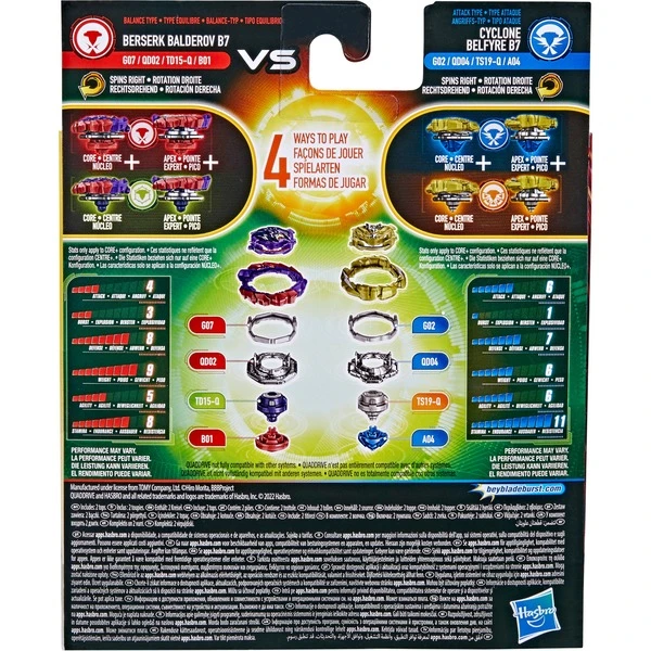 Hasbro Beyblade Burst QuadDrive Cyclone Belfyre F7 Und Berserk Balderov B7, Geschicklichkeitsspiel – Bild 7