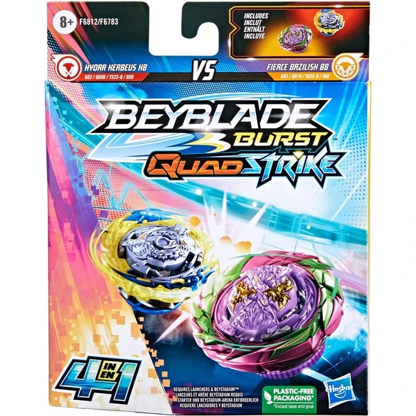 Hasbro Beyblade Burst Quadstrike Fierce Bazilisk B8 Und Kerbeus K8 Doppelpack, Geschicklichkeitsspiel – Bild 2