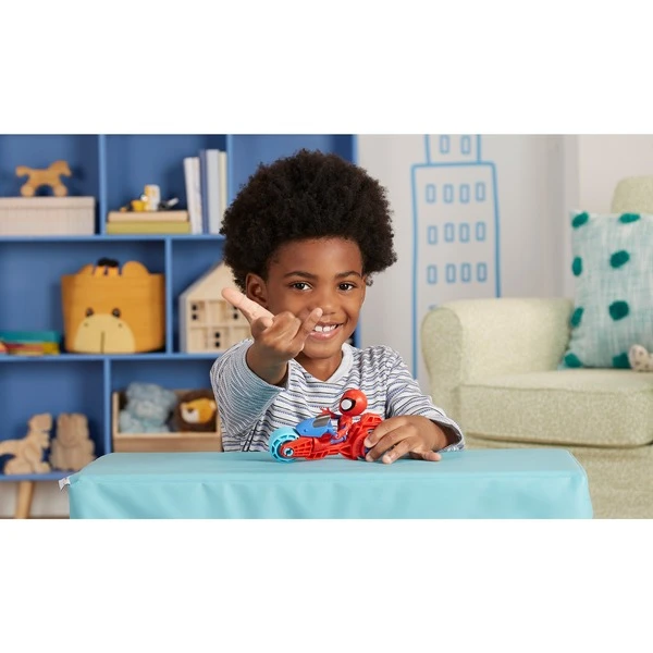 Hasbro Marvel Spidey And His Amazing Friends Spidey Actionfigur Mit Motorrad, Spielfahrzeug – Bild 5