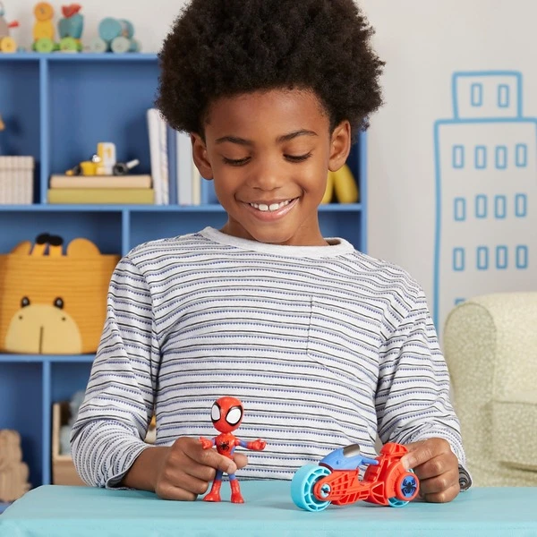 Hasbro Marvel Spidey And His Amazing Friends Spidey Actionfigur Mit Motorrad, Spielfahrzeug – Bild 6