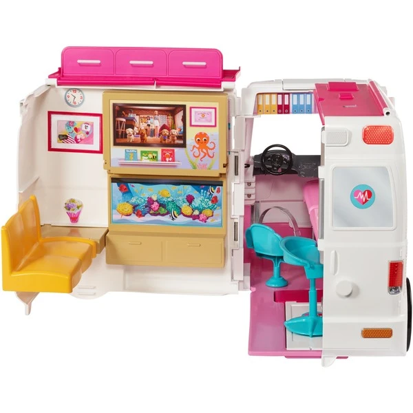 Mattel Barbie 2-in-1 Krankenwagen Spielset (mit Licht & Geräuschen), Spielfahrzeug – Bild 3