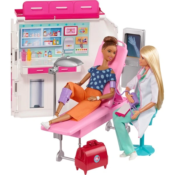 Mattel Barbie 2-in-1 Krankenwagen Spielset (mit Licht & Geräuschen), Spielfahrzeug – Bild 16