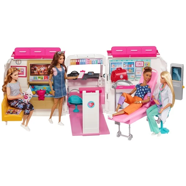Mattel Barbie 2-in-1 Krankenwagen Spielset (mit Licht & Geräuschen), Spielfahrzeug – Bild 8