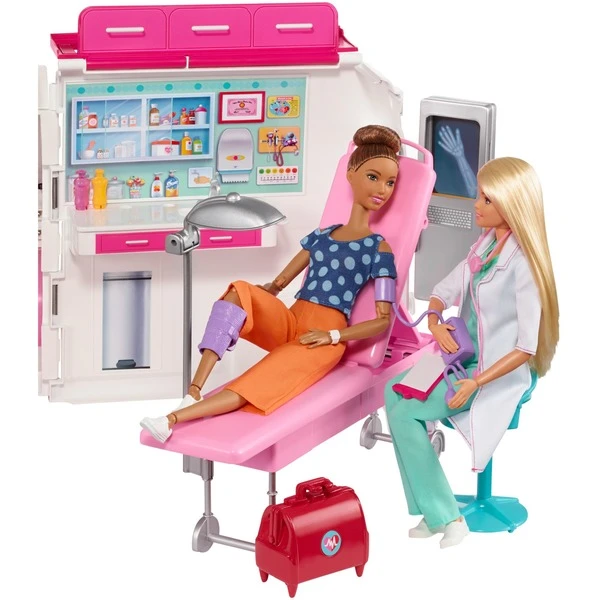 Mattel Barbie 2-in-1 Krankenwagen Spielset (mit Licht & Geräuschen), Spielfahrzeug – Bild 10