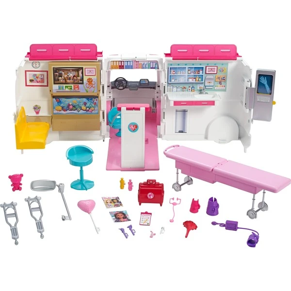 Mattel Barbie 2-in-1 Krankenwagen Spielset (mit Licht & Geräuschen), Spielfahrzeug – Bild 4