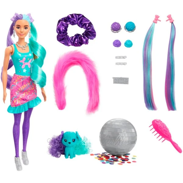 Mattel Barbie Color Reveal Glitzer! Haarwechsel Puppe Glitzerviolett Mit 25 Überraschungen – Bild 2