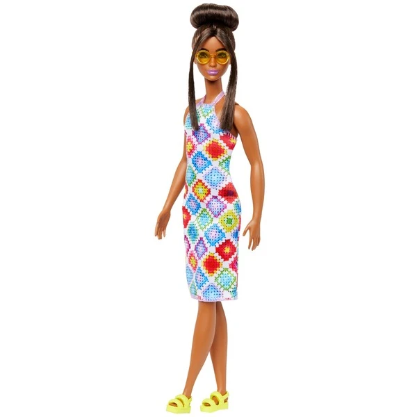 Mattel Barbie Fashionistas-Puppe Mit Dutt Und Gehäkeltem Kleid – Bild 3