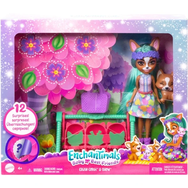 Mattel Enchantimals Baby Tierfreunde Crizia Corgi & Show, Puppe – Bild 6
