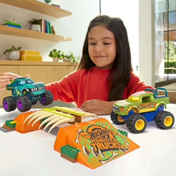 Mattel MEGA Hot Wheels Monster Trucks Mega-Wrex Knochen Crash Stuntbahn, Konstruktionsspielzeug – Bild 5