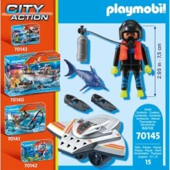 PLAYMOBIL 70145 City Action Seenot: Tauchscooter Im Rettungseinsatz, Konstruktionsspielzeug -Spielwarenladen PLAYMOBIL 70145 City Action Seenot Tauchscooter im Rettungseinsatz Konstruktionsspielzeug@@1685385 3
