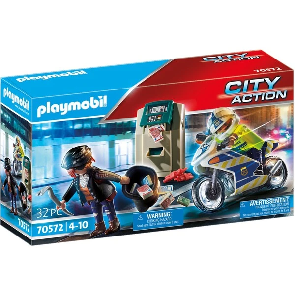 PLAYMOBIL 70572 City Action - Polizei-Motorrad: Verfolgung Des Geldräubers, Konstruktionsspielzeug