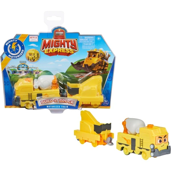 Spin Master Mighty Express Motorisierter Zug Baut-es Bruno Mit Güterwaggon, Spielfahrzeug