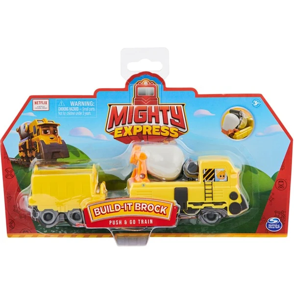 Spin Master Mighty Express Push-and-Go Zug Baut-es Bruno Mit Güterwaggon, Spielfahrzeug – Bild 5