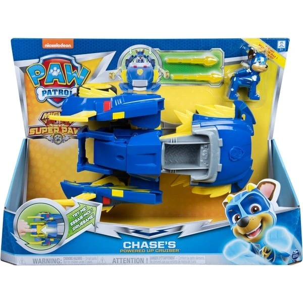 Spin Master Paw Patrol, Mighty Pups Super Paws - Chases Powered Up Fahrzeug, Spielfahrzeug