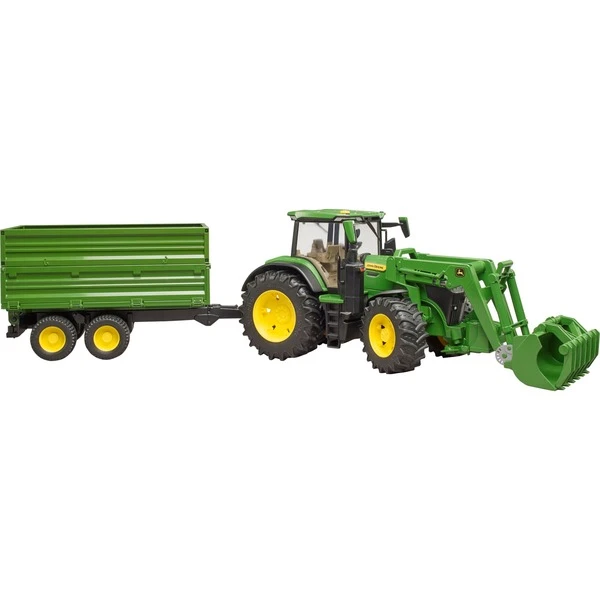 Bruder John Deere 7R 350 Mit Frontlader Und Tandemachstransportanhänger, Modellfahrzeug